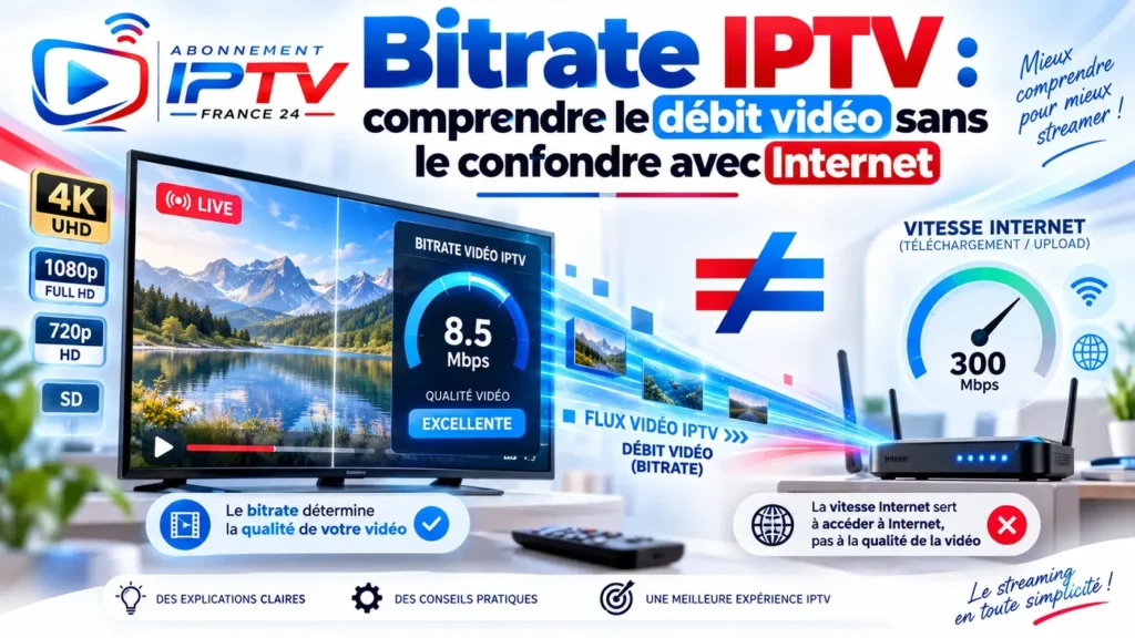 Bitrate IPTV : comprendre le débit vidéo sans le confondre avec Internet