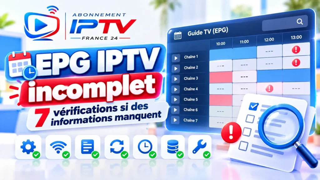 EPG IPTV incomplet avec informations manquantes dans le guide TV