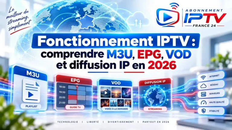 Fonctionnement IPTV : comprendre M3U, EPG, VOD et diffusion IP en 2026