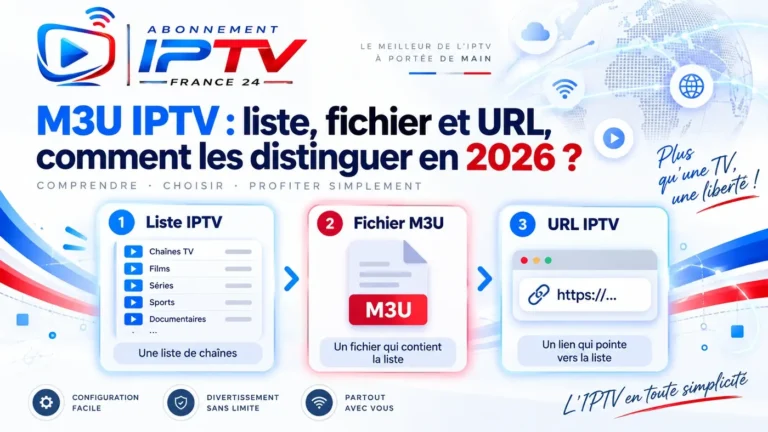M3U IPTV : liste, fichier et URL en 2026