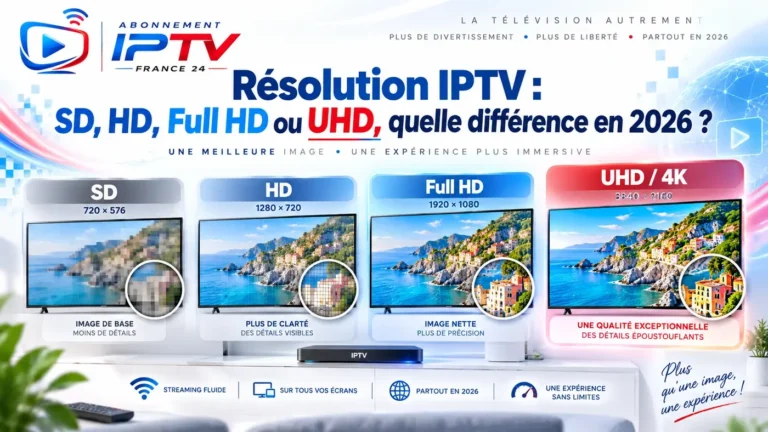 Résolution IPTV : comparaison SD, HD, Full HD et UHD en 2026