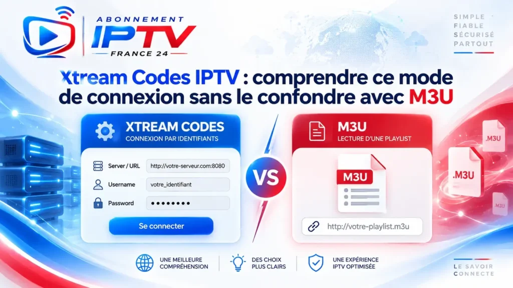 Xtream Codes IPTV : comprendre la connexion et la différence avec M3U